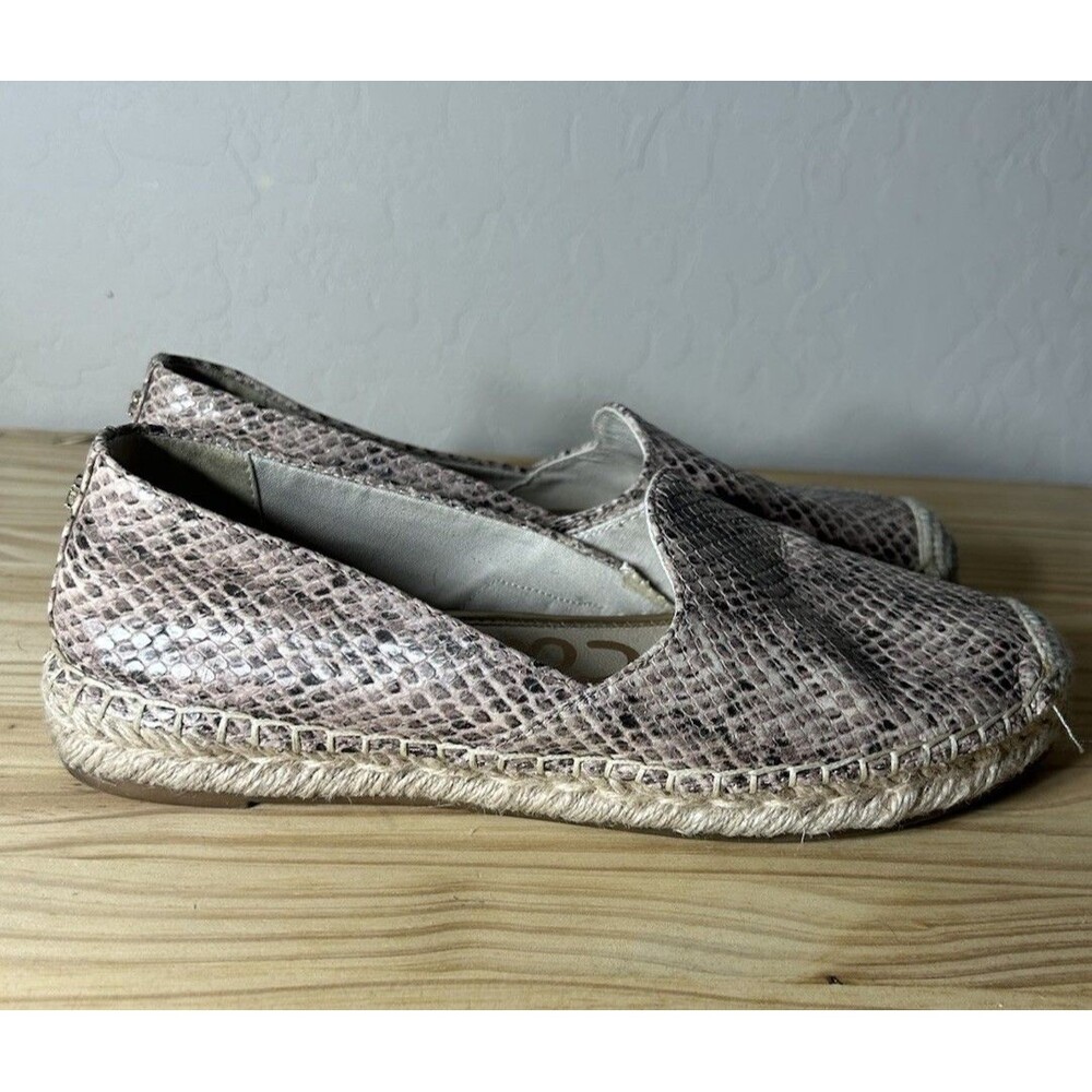 Sam Edelman Women's Shoes Size 7.5 Slip On Leather Snakeskin Tan